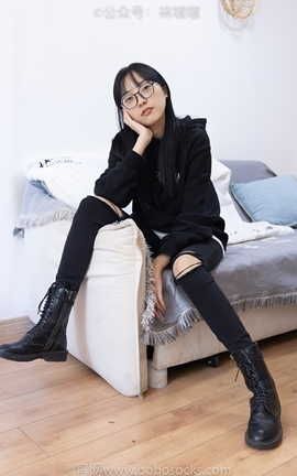 袜啵啵BoBoSocks NO.061 稚予-短靴白棉袜裸足_丽丝库