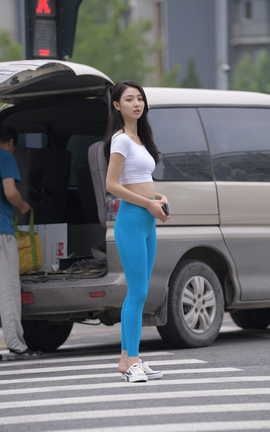 精选街拍作品 NO.1369 一只麋鹿摄影作品 蓝色瑜伽裤美女 part6_丽丝库