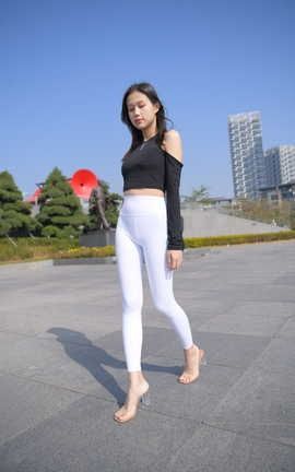 精选街拍作品 NO.0428 红石街拍作品 紧身白裤女孩 part5_丽丝库