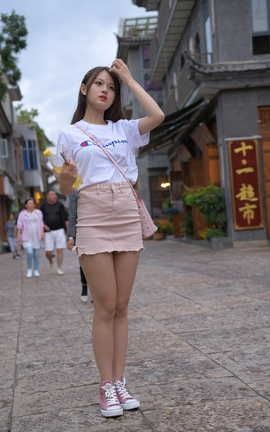 精选街拍作品 NO.0259 红石大理旅拍 第四篇 粉色牛仔裙小妹 part4_丽丝库