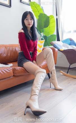 袜啵啵BoBoSocks NO.120 小甜豆-高跟长靴白棉袜裸足_丽丝库