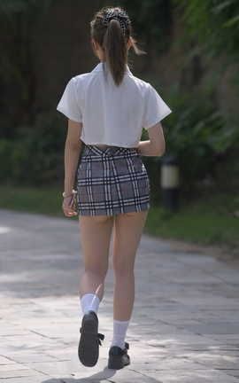 精选街拍作品 NO.0399 红石旅拍摄影作品 格子短裙女孩 part4_丽丝库
