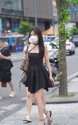 精选街拍作品 NO.1239 黑色提花美女_丽丝库