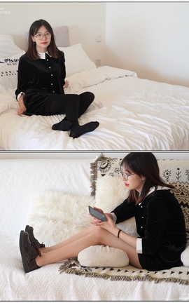 袜啵啵BoBoSocks NO.053 小甜豆-皮鞋厚黑丝黑色蕾丝船袜[1920X1080][]_丽丝库