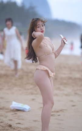 精选街拍作品 NO.0400 红石旅拍摄影作品 条纹比基尼女孩 part3_丽丝库
