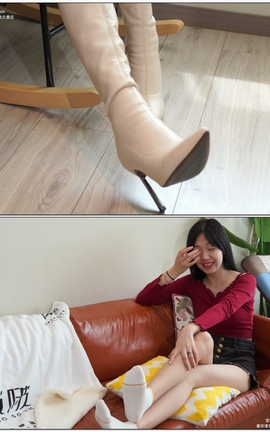 袜啵啵BoBoSocks NO.120 小甜豆-高跟长靴白棉袜裸足[1920X1080][]_丽丝库