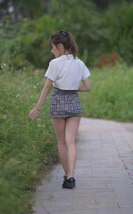 精选街拍作品 NO.0399 红石旅拍摄影作品 格子短裙女孩 part11_丽丝库