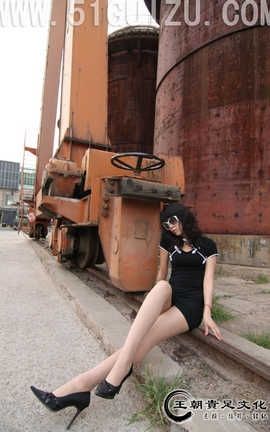 王朝贵足 No.430 雨蝶黑色紧身旗袍肉色亮丝工厂系列B_丽丝库