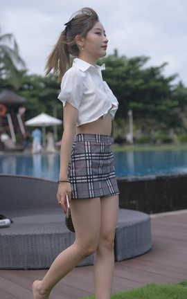 精选街拍作品 NO.0399 红石旅拍摄影作品 格子短裙女孩 part9_丽丝库