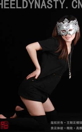 王朝贵足 No.322 宣萱长统黑棉袜银色面具冷调小魔女系列B_丽丝库