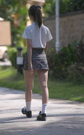 精选街拍作品 NO.0399 红石旅拍摄影作品 格子短裙女孩 part2_丽丝库