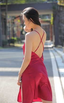 精选街拍作品 NO.0348 气质御姐的红色连衣裙 part2_丽丝库