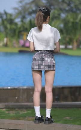 精选街拍作品 NO.0399 红石旅拍摄影作品 格子短裙女孩 part6_丽丝库