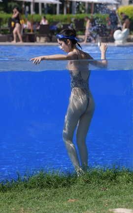 精选街拍作品 NO.0214 三亚旅拍 文文连体豹纹 part5_丽丝库