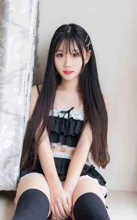 兔玩网二次元福利-黑色分体泳衣