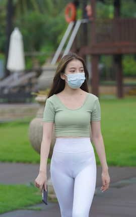 精选街拍作品 NO.0393 凯恩旅拍摄影作品 白色紧身瑜伽裤美女 part4_丽丝库