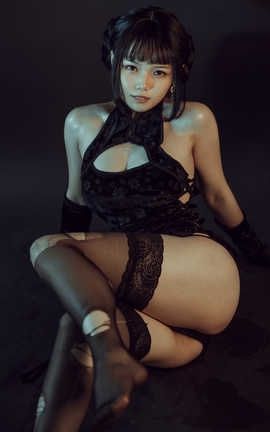 七月喵子 黑旗袍_丽丝库