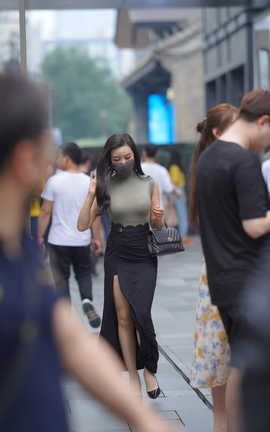 精选街拍作品 NO.1485 欣儿黑色长裙丝 part1_丽丝库