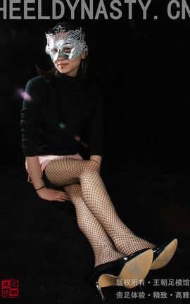 王朝贵足 No.358 梦菲黑色蕾丝网眼丝袜粉色短裙高跟系列A_丽丝库