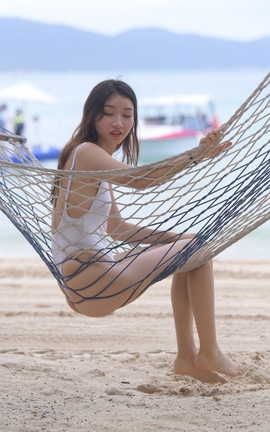 精选街拍作品 NO.0329 红石旅拍 萌萌白色连体比基尼 part5_丽丝库