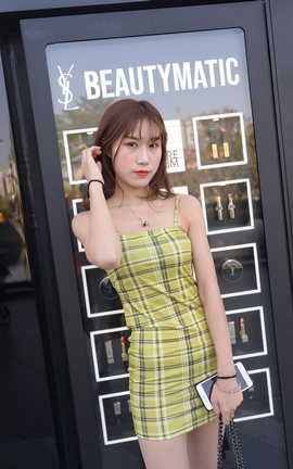 精选街拍作品 NO.0251 程生街拍 格子吊带包臀裙 part2_丽丝库