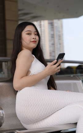 精选街拍作品 NO.0277 视觉冲击模拍作品 白色连体紧身裤女孩 part3_丽丝库