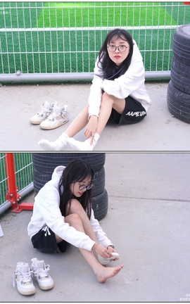 袜啵啵BoBoSocks NO.103 稚予-AJ篮球鞋白棉袜裸足[1920X1080][]_丽丝库