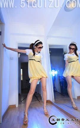 王朝贵足 No.495 宣萱黄色可爱连身短裙裸足时尚系列A_丽丝库