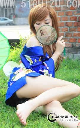 王朝贵足 No.104 糖糖古扇折伞吴服裸足系列A