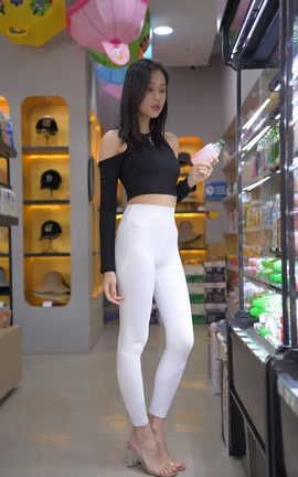 精选街拍作品 NO.0428 红石街拍作品 紧身白裤女孩 part7_丽丝库